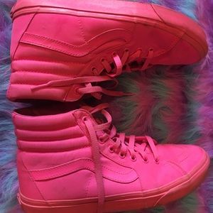 Neon Pink Monochromatic Vans High Tops